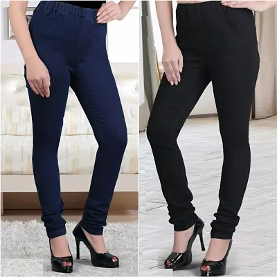 Solid Stretchable Jeggings Combo of 2