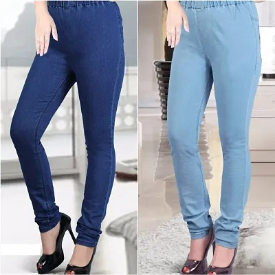 Solid Stretchable Jeggings Combo of 2