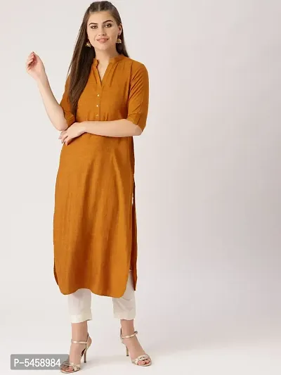 Women Rayon Cross two tone fabric A-line Stright Kurti-thumb0