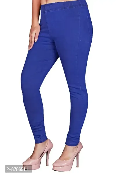 Classic Denim Solid Jegging For Women-thumb2