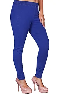 Classic Denim Solid Jegging For Women-thumb2