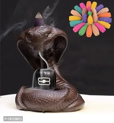 Ceramic Nag Shivling Backflow Smoke Fountain Incense Holder Showpiece with 10 Backflow C Decorative.