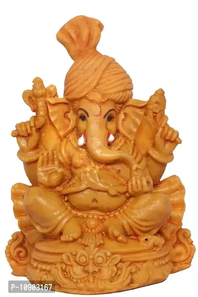 Ganpati Statue Polyresin Ganesha Gift Idols for Home D&eacute;cor Car Dashboard Ganesh Ji Idol, Brown