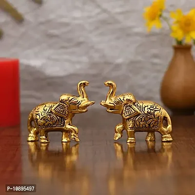 Metal Royal Designing Elegant Elephant Showpiece Set Of 2 For Office  Home Table Decoration Showpiece.-thumb0