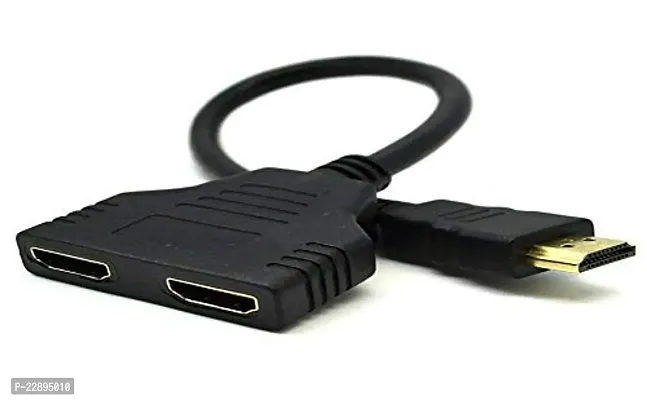 Hdmi Y Splitter, 1080P Hd Hdmi Port Male To 2 Female 1In 2 Out Splitter Cable Adapter Black-thumb0