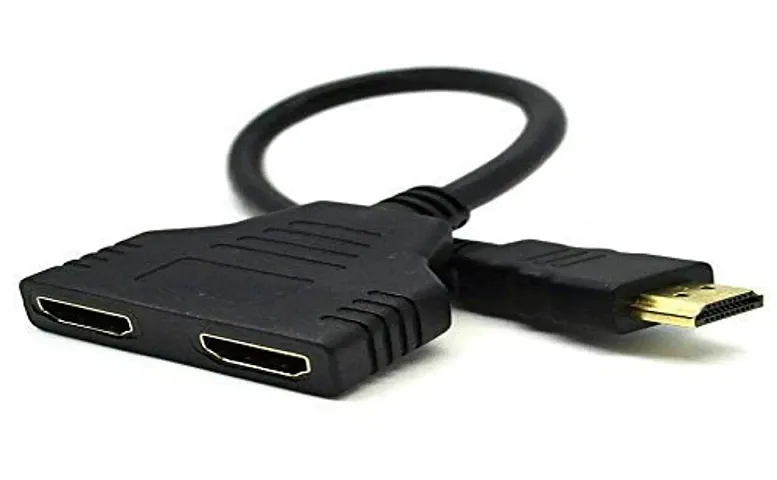 Hdmi Y Splitter, 1080P Hd Hdmi Port Male To 2 Female 1In 2 Out Splitter Cable Adapter Black