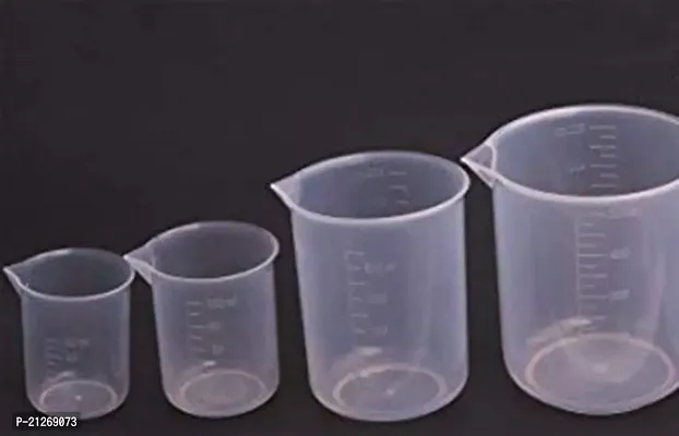 (4pcs) 50ml 100ml,250ml,500ml Plastic Science Beaker Set Measuring Cup(Transparent)