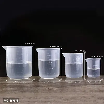 WKM Measuring Cup Labs Graduated Beakers 50ml 150ml 250ml 500ml (Transparent, Set of 4)-thumb3