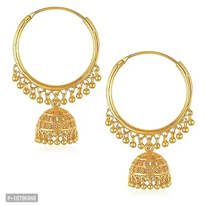 Golden Metal Cubic Zirconia Jhumkas Earrings For Women