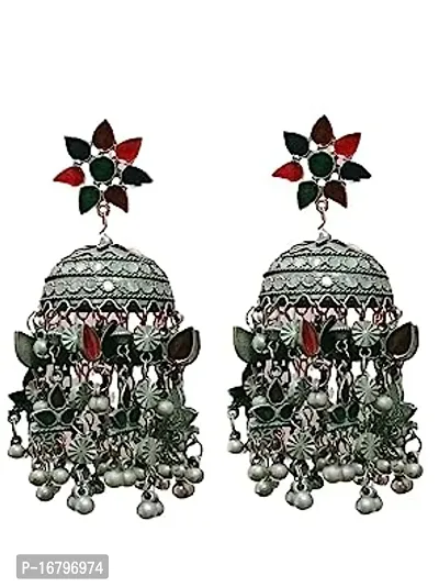 Multicoloured Metal Cubic Zirconia Jhumkas Earrings For Women-thumb0