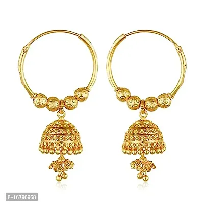 Golden Metal Cubic Zirconia Jhumkas Earrings For Women