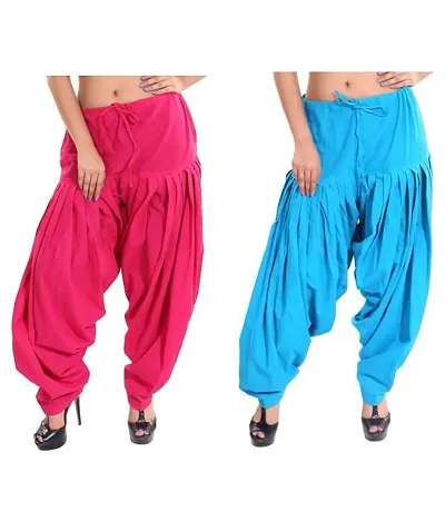 Pack Of 2 Women Semi Cotton Patiala Salwar