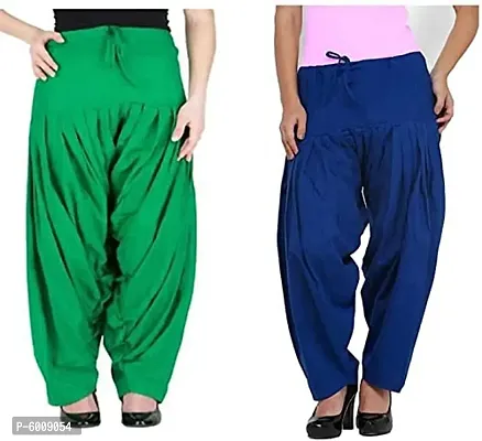 Women's Patiala Pant || Women's Cotton Plain Semi Patiala Salwar Combo of 2-thumb0