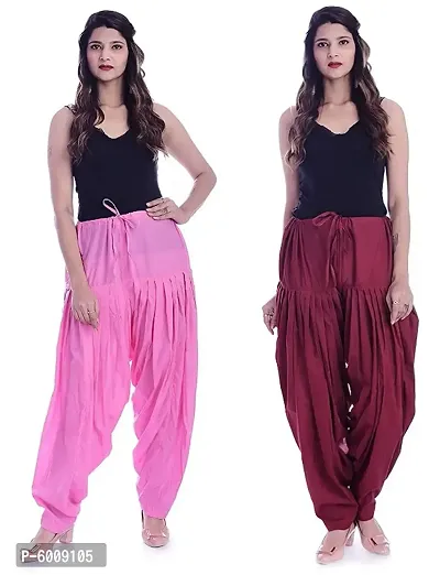 Women's Cotton Plain Semi Patiala Salwar Combo of -2