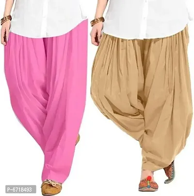 Womens Cotton Plain Semi Patiala Salwar combo of- 2-thumb0