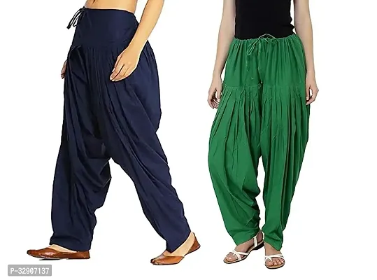 Women's Cotton Plain Semi Patiala Salwar Patiala Pants Cotton Patiala Combo-thumb0