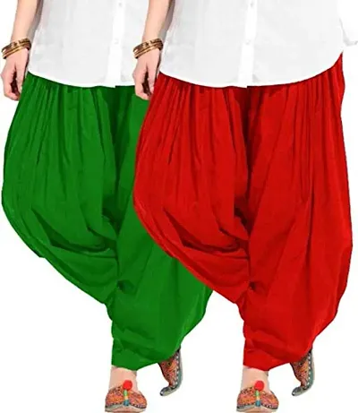 Stylish Cotton Solid Patiala Salwar For Women - Pack Of 2