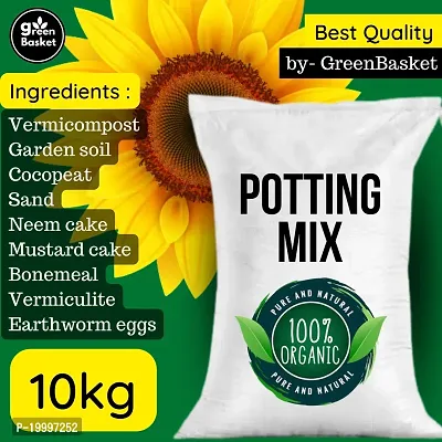 Potting mix (pack of 1) for your house plants for 10 6inch pots - Enriched with Vermicompost, neem cake, mustard cake, cocopeat, rice husk, river sand and bonemeal-thumb0