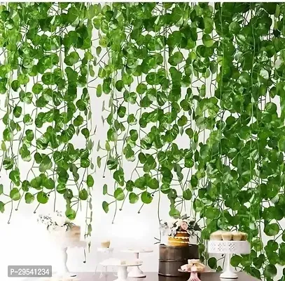 Artificial Green Money Plants Creepers  6.5 Ft Pack  Green Leaves String Lines  Wall Hanging  Festival Decoration Pooja Room Backdrop Home Decor  Garland for Parties Office piece of 48