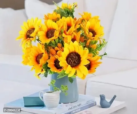 Artificial Sunflower Plant for Home DecorOffice DecorGifting 76 cm Tall Plant with Basic Black Pot for Interior Decor  Big Natural Looking Ornamental Plant piece of 4-thumb0