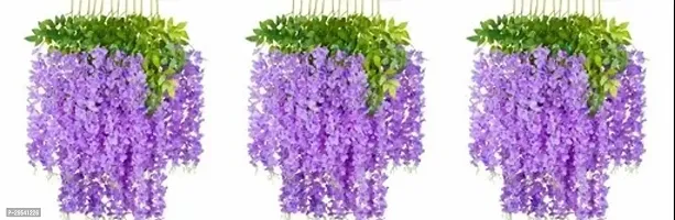 broom 3 Pack 36 piece 45 inch 3.7ft Purple Wisteria Artificial Flower Bushy Silk Vine Ratta Hanging Garland Hanging for Wedding Party Garden Outdoor Greenery Office Wall Decoration