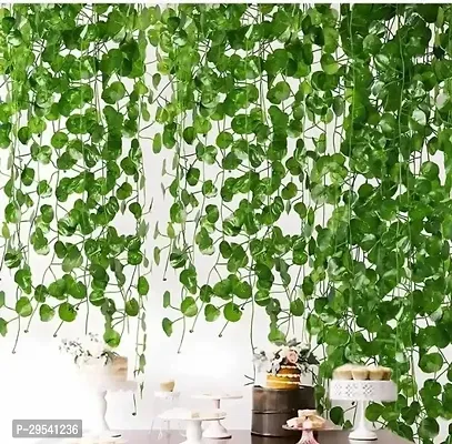 Artificial Green Money Plants Creepers  6.5 Ft Pack  Green Leaves String Lines  Wall Hanging  Festival Decoration Pooja Room Backdrop Home Decor  Garland for Parties Office piece of 36