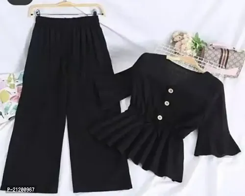 Elegant Women's Black Regular Top and Bottom Set - Perfect for Online Shopping