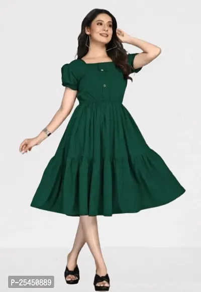 Classic Crepe Solid Dresses for Women-thumb0