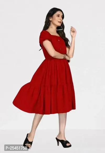 Classic Crepe Solid Dresses for Women-thumb2