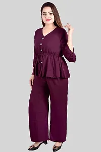 Fancy Crepe Solid Co-ord Set For Women-thumb2