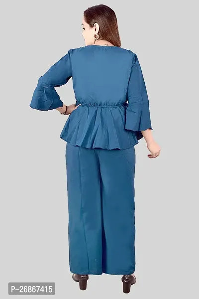 Fancy Crepe Solid Co-ord Set For Women-thumb2