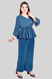 Fancy Crepe Solid Co-ord Set For Women-thumb2