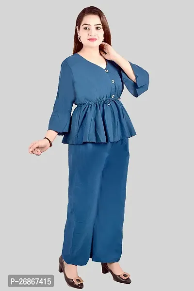 Fancy Crepe Solid Co-ord Set For Women-thumb3