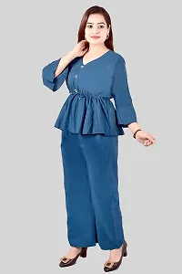 Fancy Crepe Solid Co-ord Set For Women-thumb3