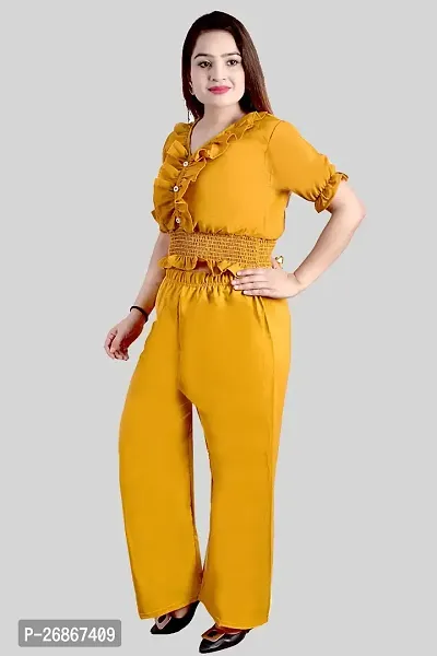 Fancy Crepe Solid Co-ord Set For Women-thumb2