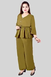 Fancy Crepe Solid Co-ord Set For Women-thumb1