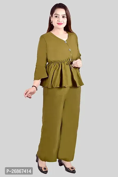 Fancy Crepe Solid Co-ord Set For Women-thumb4