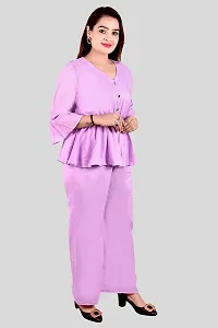 Fancy Crepe Solid Co-ord Set For Women-thumb1