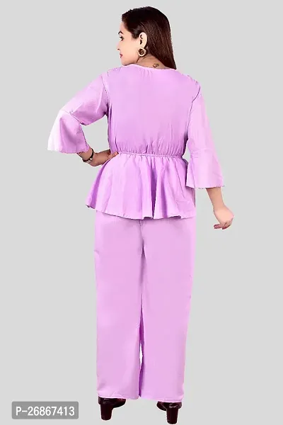 Fancy Crepe Solid Co-ord Set For Women-thumb3