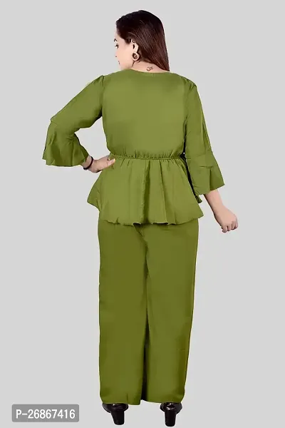 Fancy Crepe Solid Co-ord Set For Women-thumb4