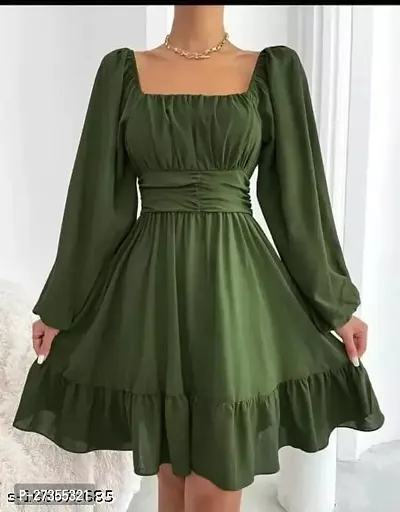 Vintage-Inspired Square Neck Back Strap Western Dress-thumb0