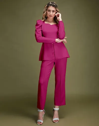 Office wear Plain Top And Trouser set as co-ords set