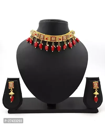 Beautiful Red Alloy Jewellery Set For Women