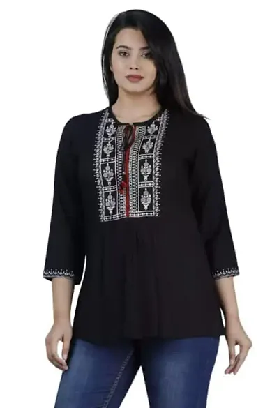 Shiva Fab Women's Rayon Embroidered Regular Fit Tops