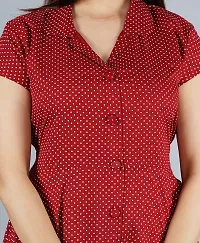 Short Kurti for Women Polka Print Pure Cotton A-line Kurta (Small, Polka Print Maroon Kurta)-thumb4