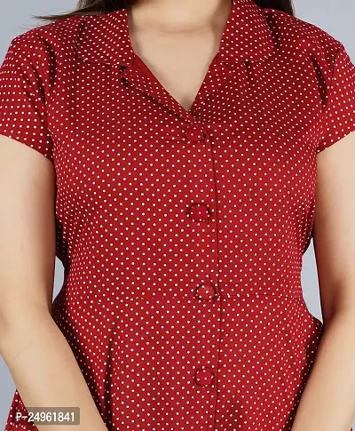 Short Kurti for Women Polka Print Pure Cotton A-line Kurta (Small, Polka Print Maroon Kurta)-thumb5