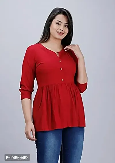 SANU FASHION Beautiful Tops Round Neck Floral Printed Casual Short/Long Sleeve Tunic Shirts for Girls  Women-thumb5