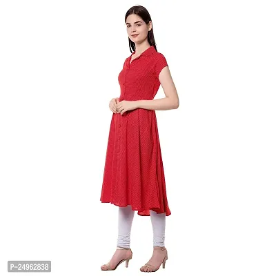 Short Kurti for Women Polka Print Pure Cotton A-line Kurta (Small, Polka Print RED Kurta)-thumb3