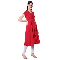 Short Kurti for Women Polka Print Pure Cotton A-line Kurta (Small, Polka Print RED Kurta)-thumb1