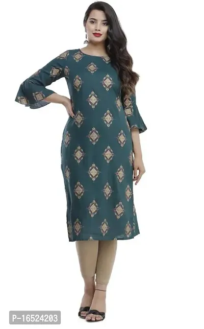 Women Printed Viscose Rayon Straight Kurta